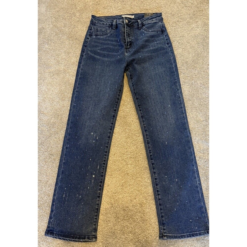 Tractr Girls High Rise Slim Fit  Jeans  Size 16 Sparkle Studs pinstripes NWT